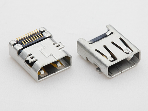HDMI D型19P母座 MINI HDMI母座 板上兩腳全貼 帶焊盤(pán) 有孔