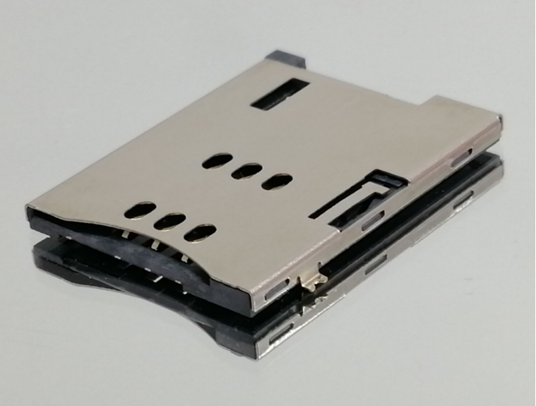 PUSH SIM卡座 CARD 6PIN H=1.80 PH=2.54 無(wú)柱 26.50+19. 35+1. 8