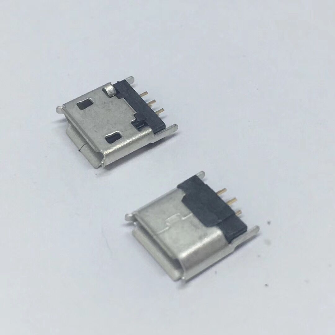MICRO USB 5P母座 180度直立式插板 （加高1.3-墊高6.3H）帶蓋
