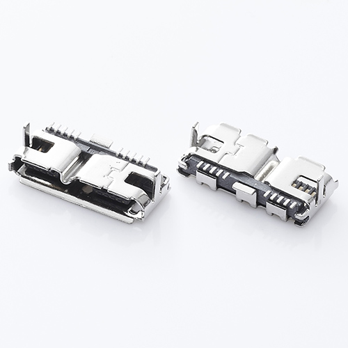 MICRO USB 3.0母座 90度三腳前插后貼 腳長(zhǎng)2.0 卷邊