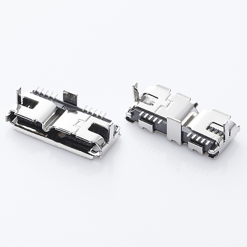 MICRO USB 3.0母座 90度三腳插板腳長(zhǎng)2.0 針SMT 卷邊