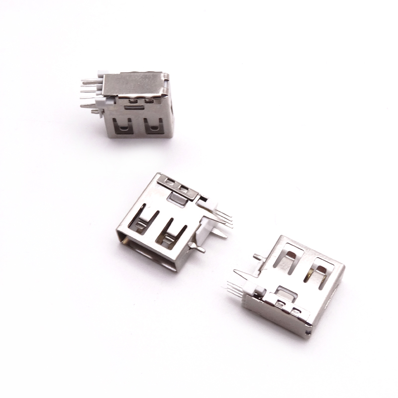 USB 2.0母座 13.7長(zhǎng)側(cè)插 O型腳 直邊 直腳 白膠