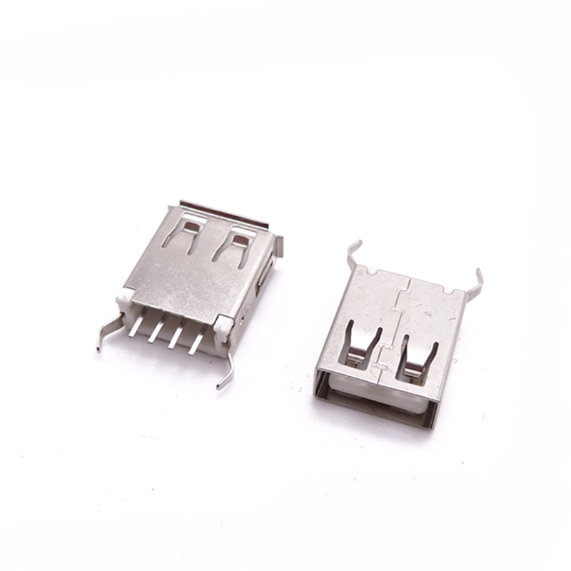 USB 2.0母座 180度立插彎腳卷邊 直插15.0長(zhǎng) 卷邊/直邊白膠